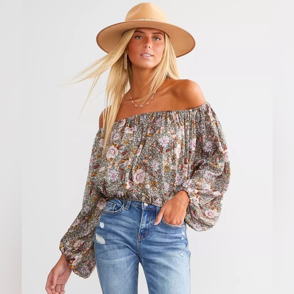 WILLOW & ROOT Floral Off The Shoulder Top NWT XS - Picture 1 of 9